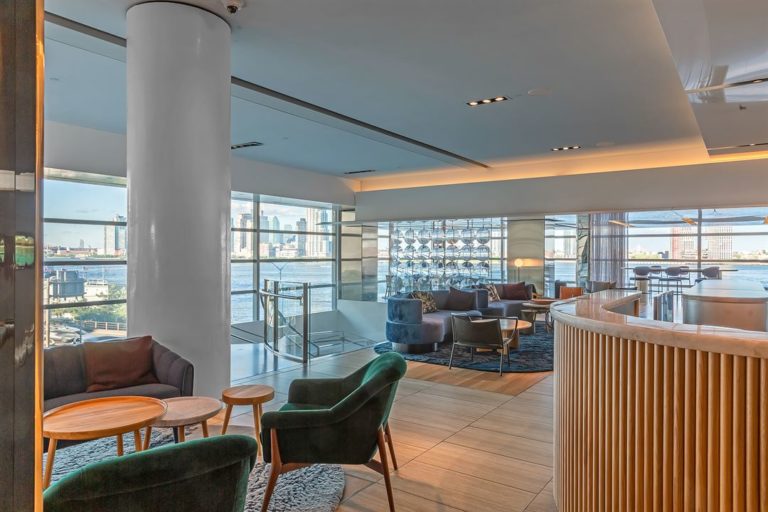 Apella lounge overlooking the East River