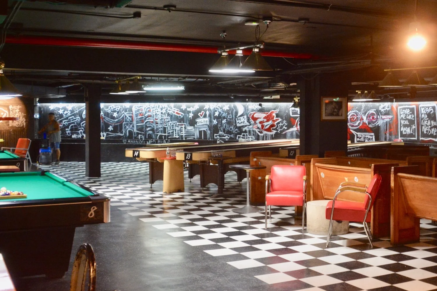Pool tables inside Cellar Dog
