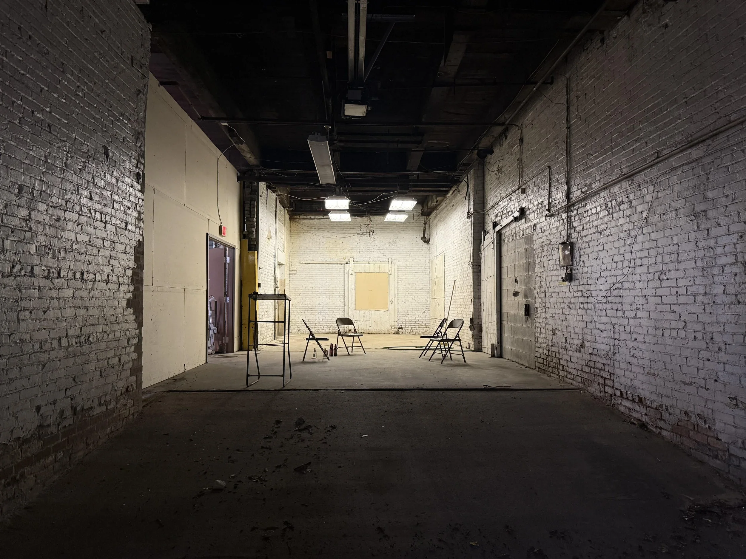 The empty industrial garage before the BABYBAR build