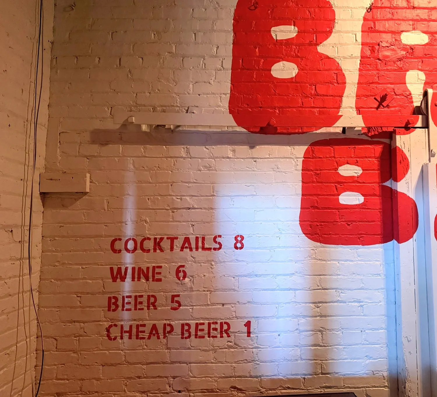 Hand-painted BABYBAR pricing and wall lettering