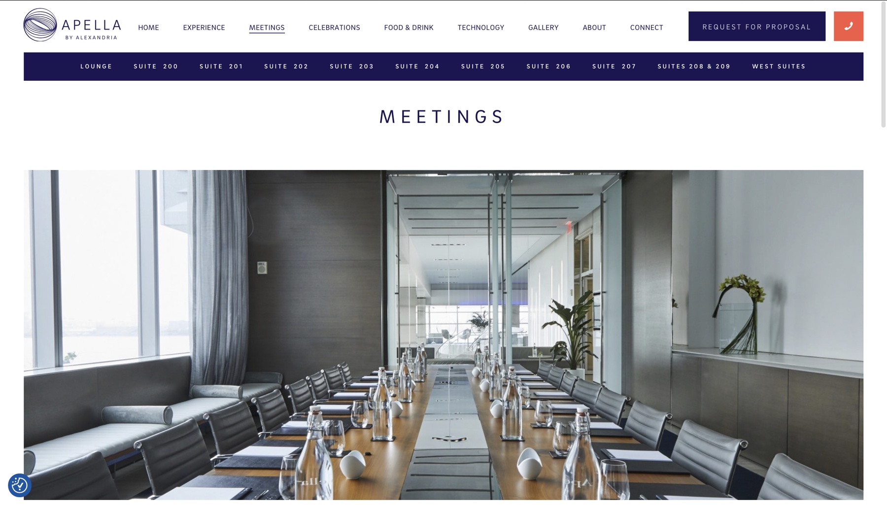 Apella meetings website page designed and built by Halle Gilbert